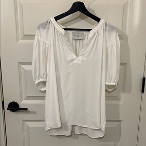 Hausen White V Neck Blouse SZ L